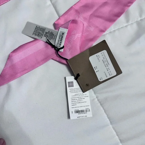Burberry Pink Logo Silk Scarf - Picture 4 of 6